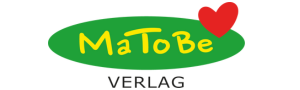 Der gelb geschriebene Verlagsname "MaToBe" steht auf grünem ovalen Hintergrund. Über dem Buchstaben e des Namens ist ein rotes Herz abgebildet. Das Wort Verlag steht unter der farbigen Abbildung.