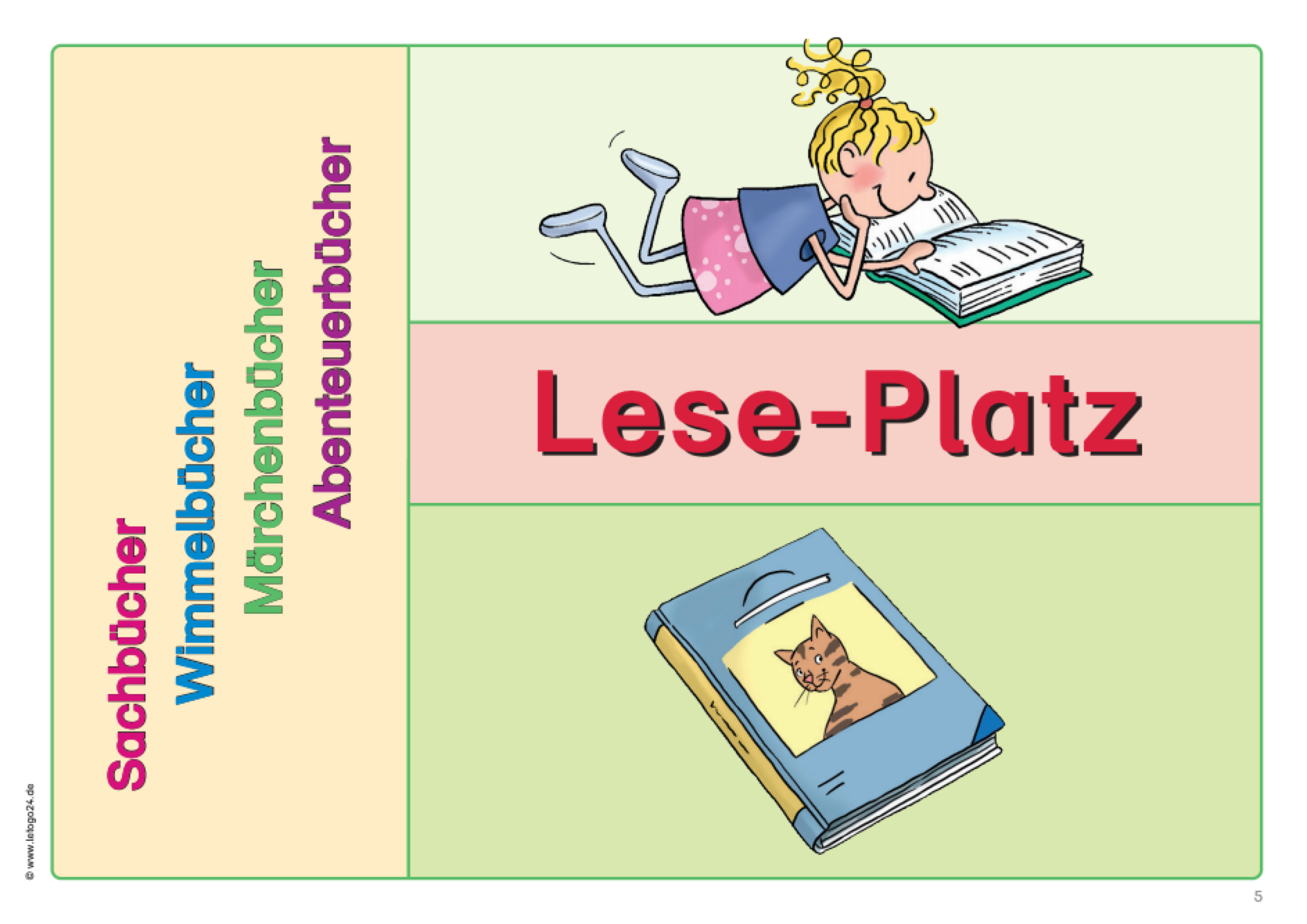 Miniposter fürs Klassenzimmer zum Markieren des Leseplatzes
