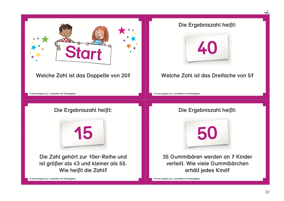 Lesekette der Multiplikation und Division – 2. bis 4. Klasse