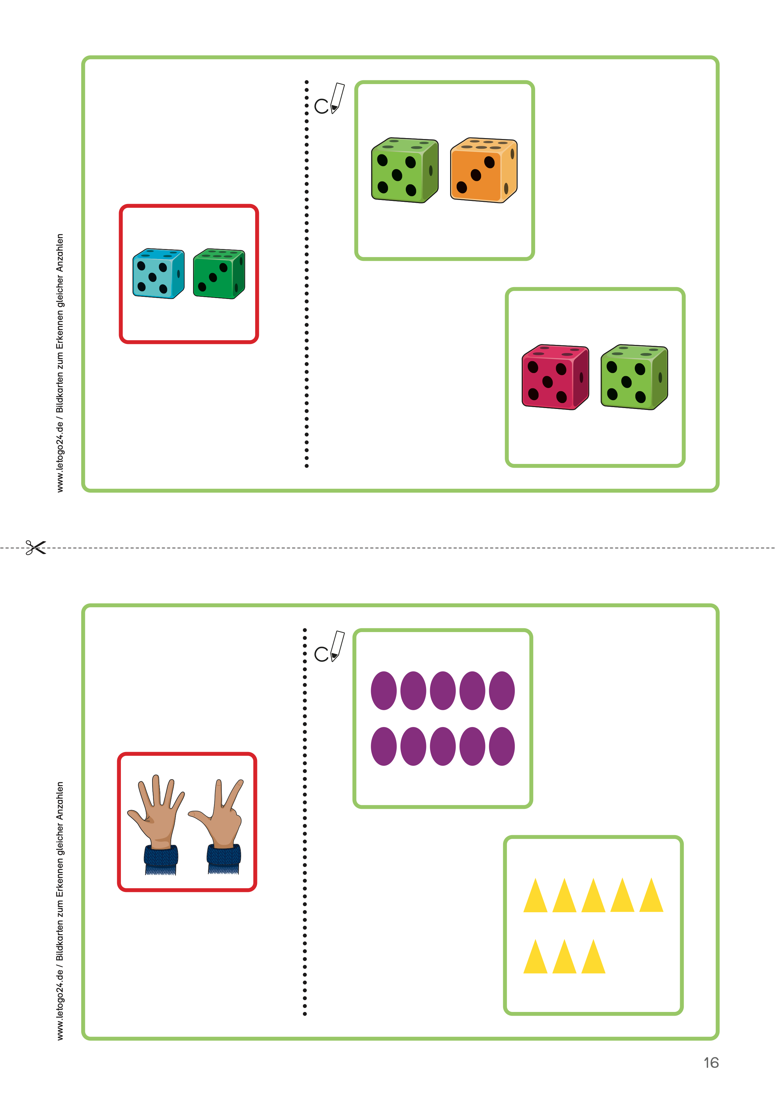 BRANDNEU: Bildkarten zum Erkennen gleicher Anzahlen