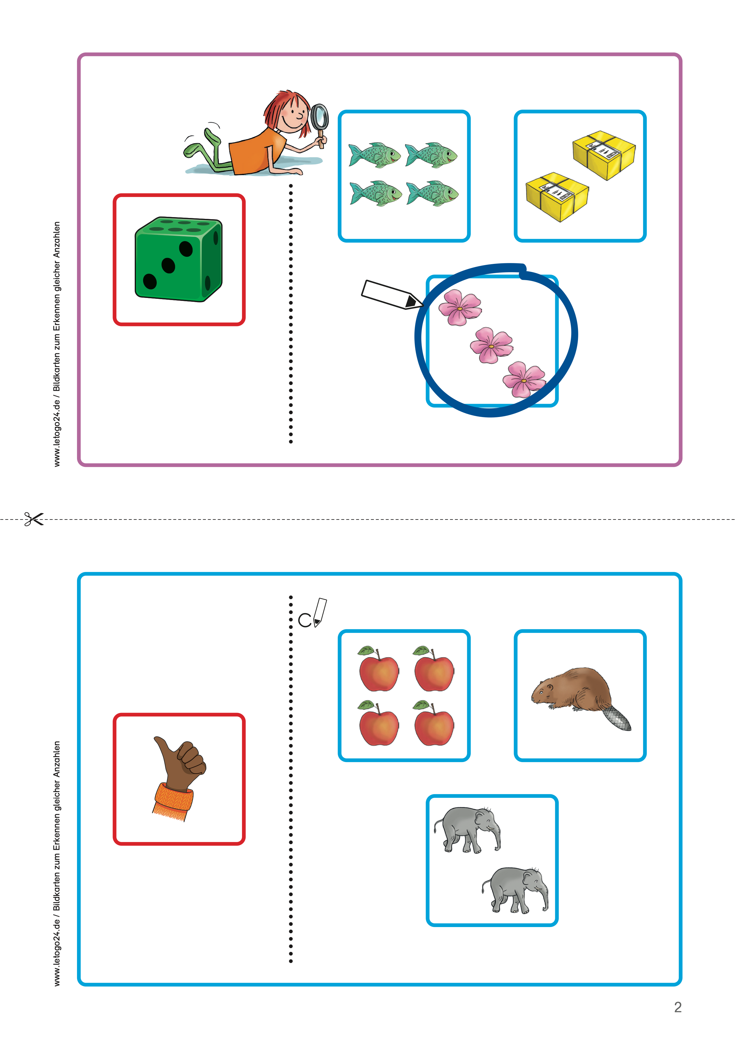 BRANDNEU: Bildkarten zum Erkennen gleicher Anzahlen