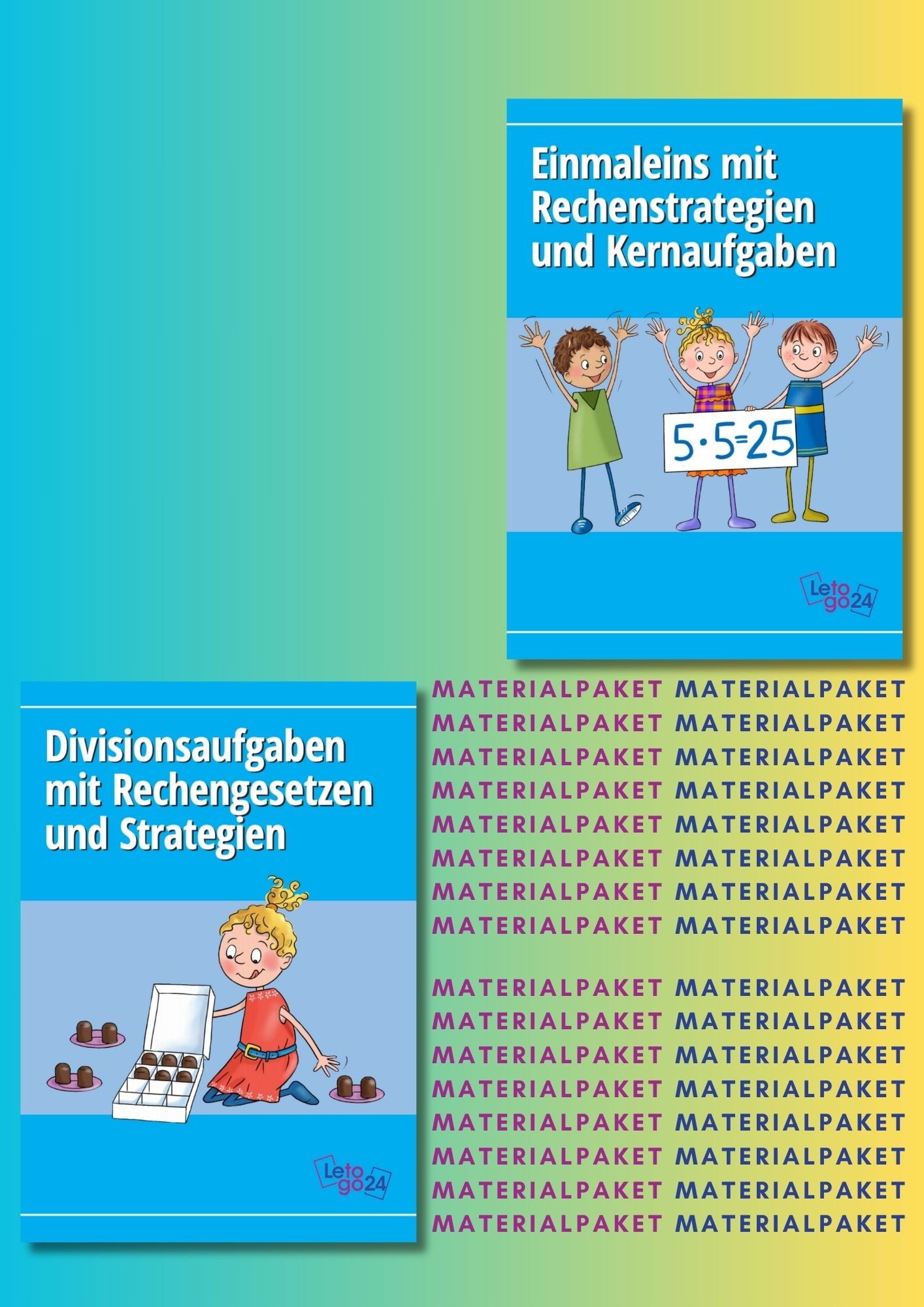 Cover des Materialpakets: Einmaleins und Division mit Rechenstrategien