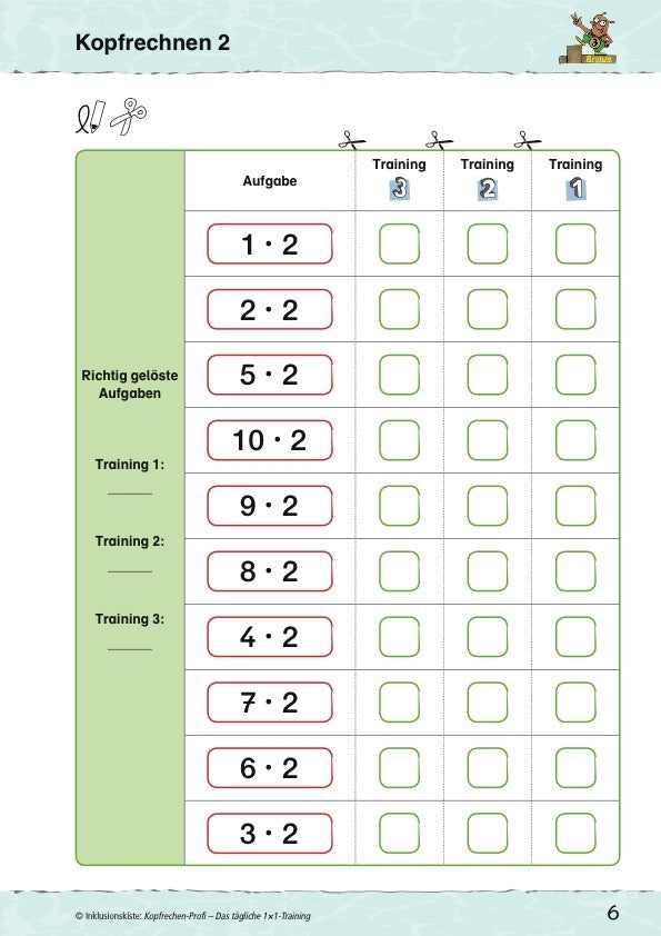 Arbeitsblatt des E-Books: `Kopfrechen-Profi: Das tägliche 1x1-Training` mit Kernaufgaben