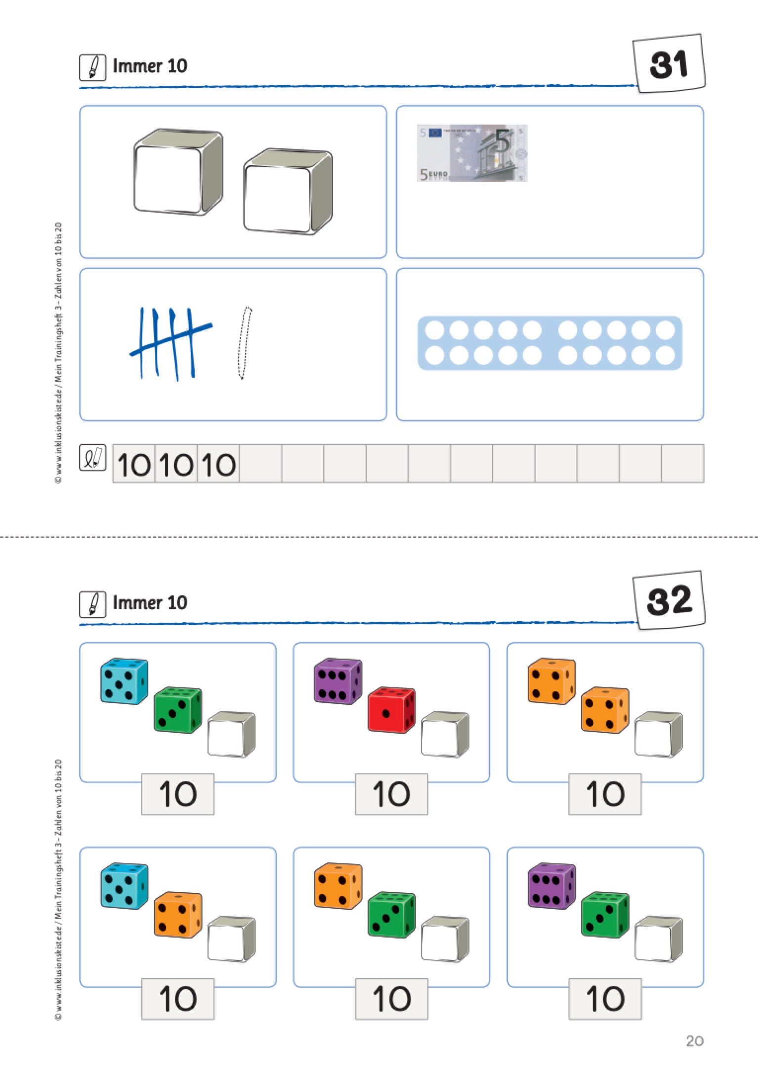 Arbeitsblatt des E-Books: `Mein Trainingsheft 3: Zahlen von 10 bis 20`
