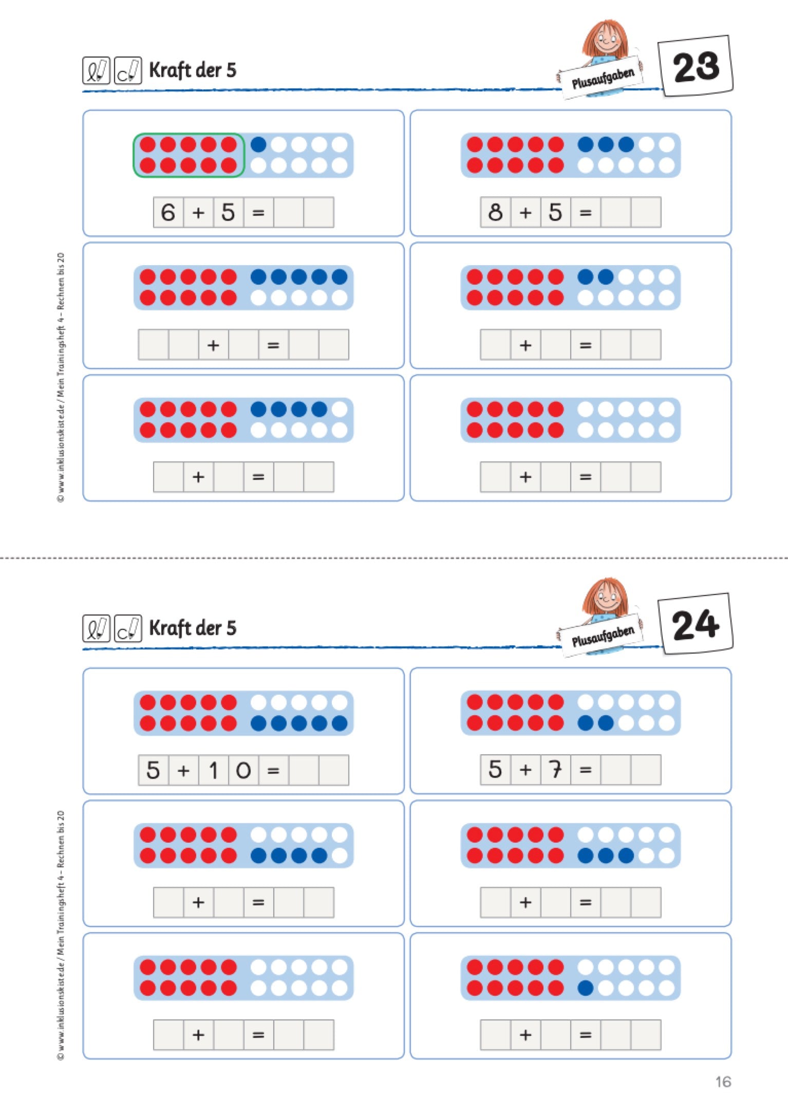 Arbeitsblatt mit der Kraft der Fünf aus dem Materialpaket: `Meine Trainingshefte 3 & 4`