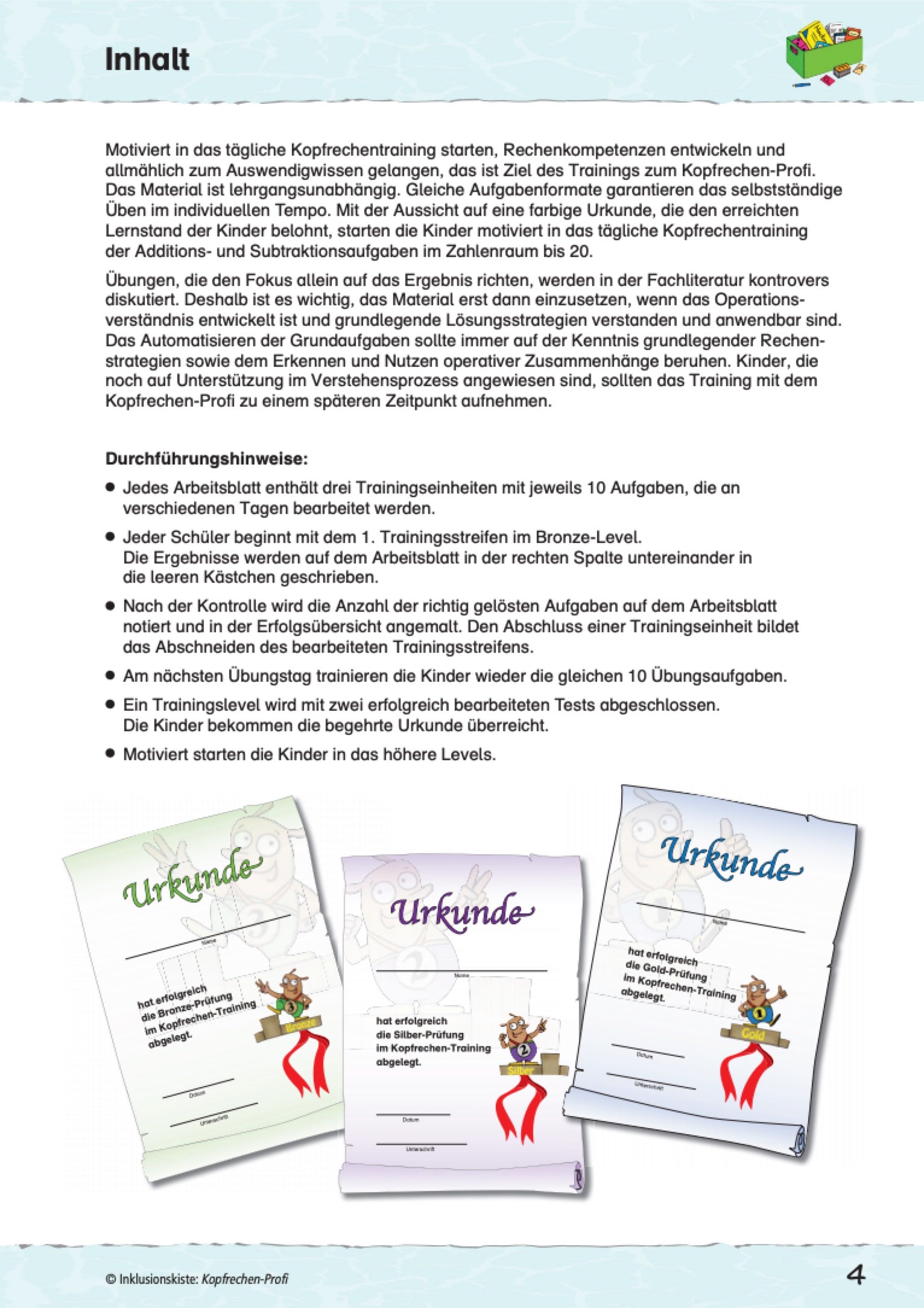 Inhalt des E-Books: `Kopfrechen-Profi - das tägliche Training im Hunderterraum`