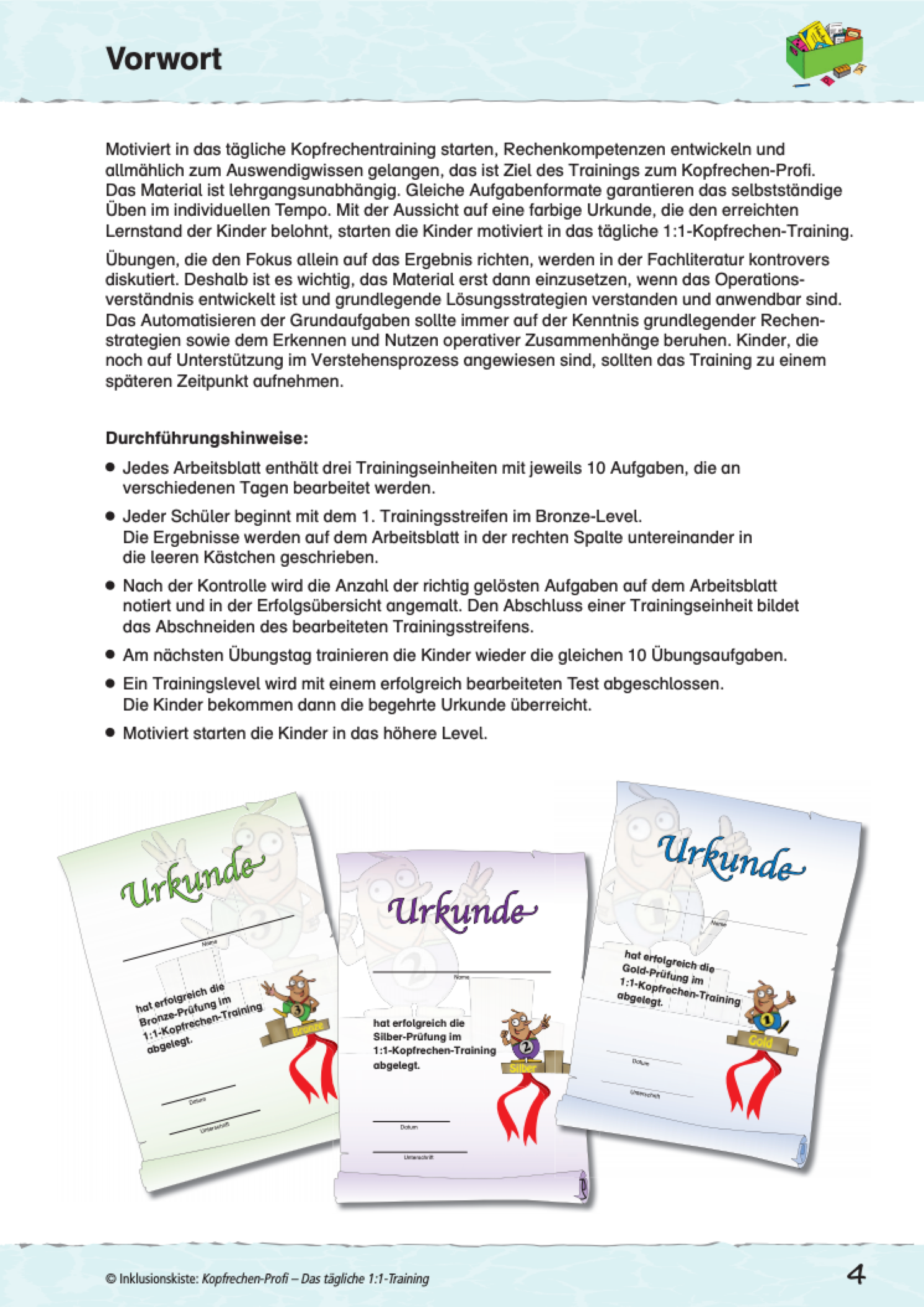 Vorwort des E-Books: ´Kopfrechen-Profi: Das tägliche 1:1-Training`