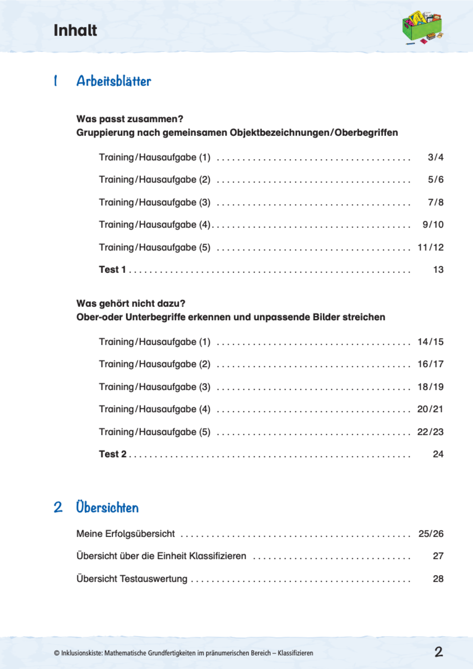 Inhaltsverzeichnis des E-Books: `Klassifizieren`