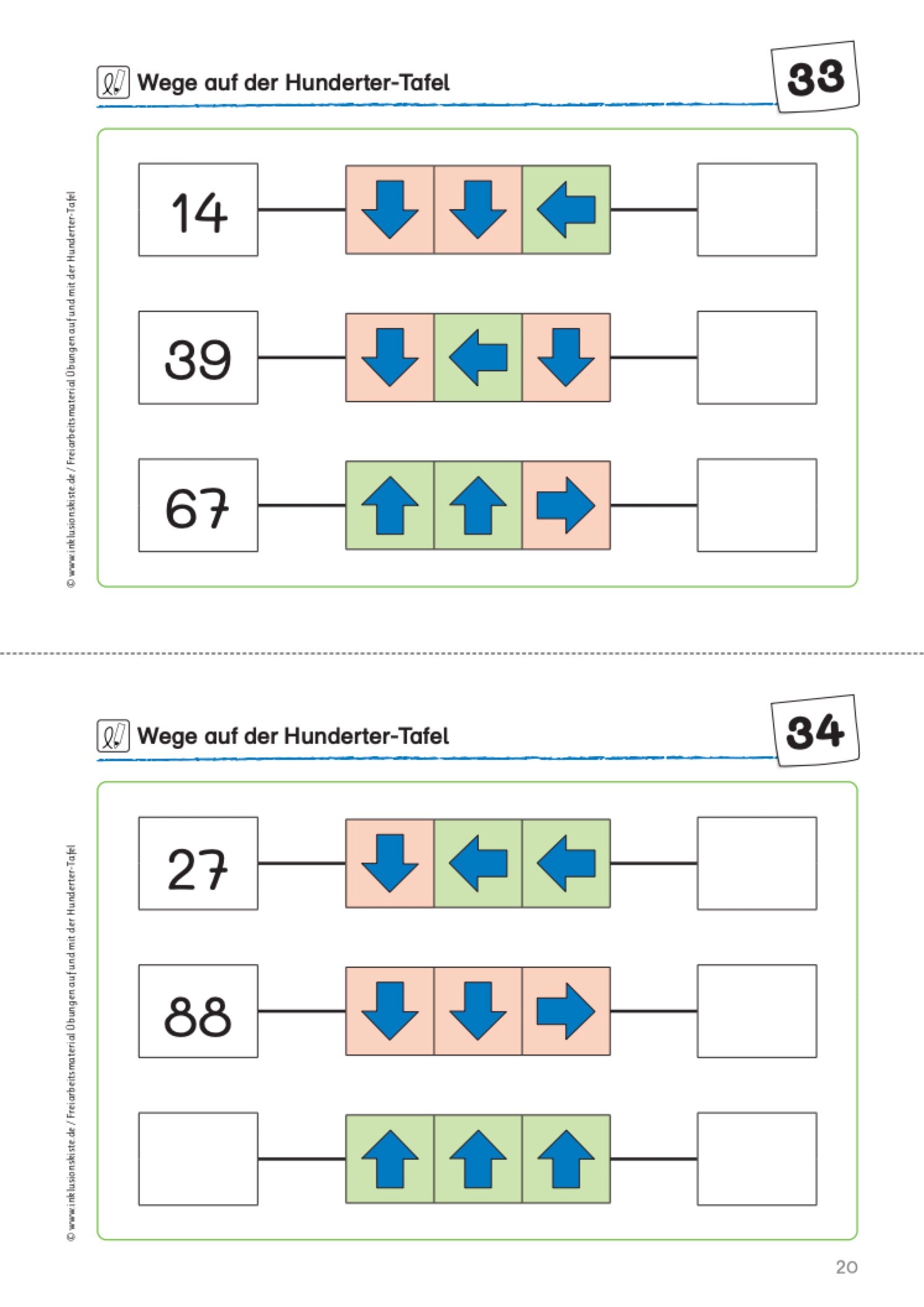 Arbeitsblatt des E-Books: Freiarbeitsmaterial: Übungen auf und mit der Hundertertafel`