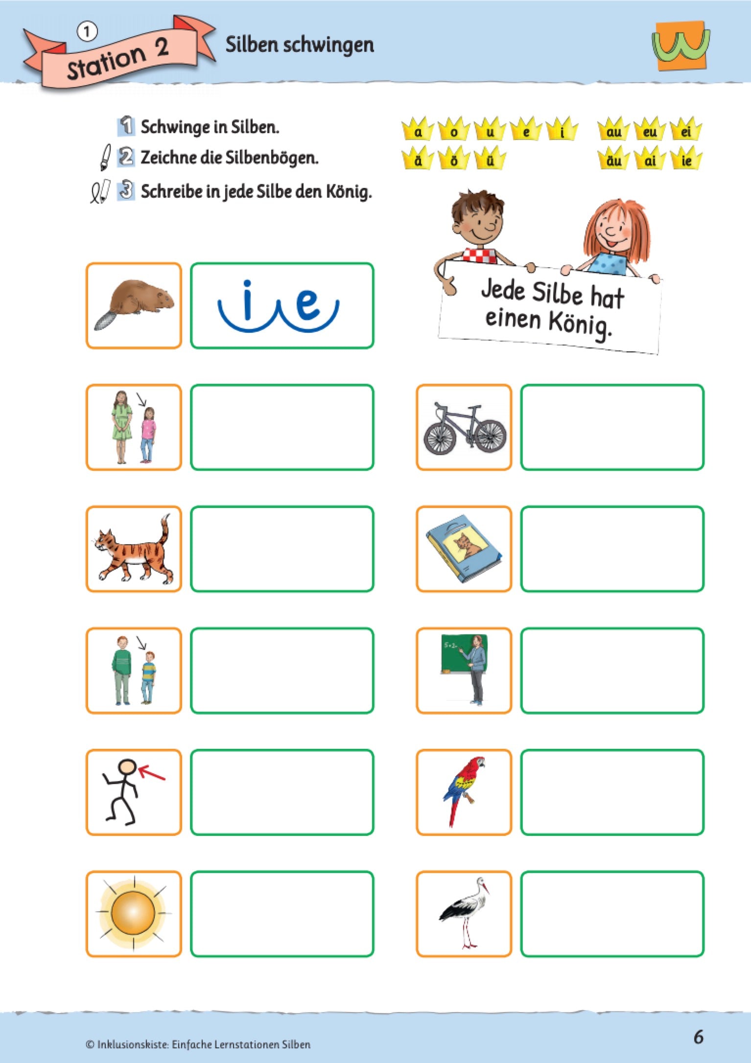 Arbeitsblatt des E-Books: `Einfache Lernstationen: Silben`