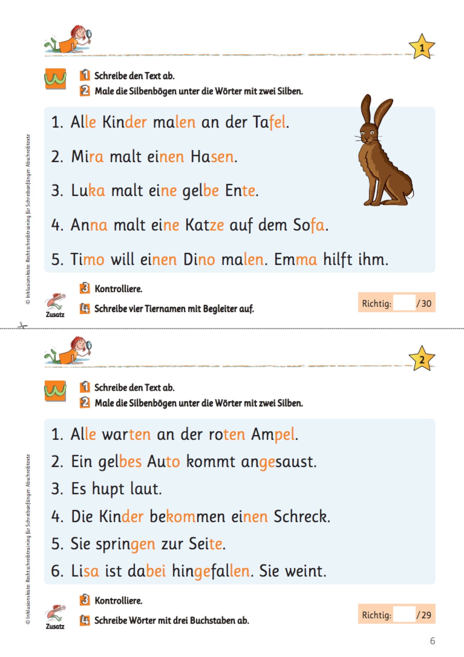 Abschreibtexte des E-Books: `Rechtschreibtraining für Schreibanfänger - Abschreibtexte`