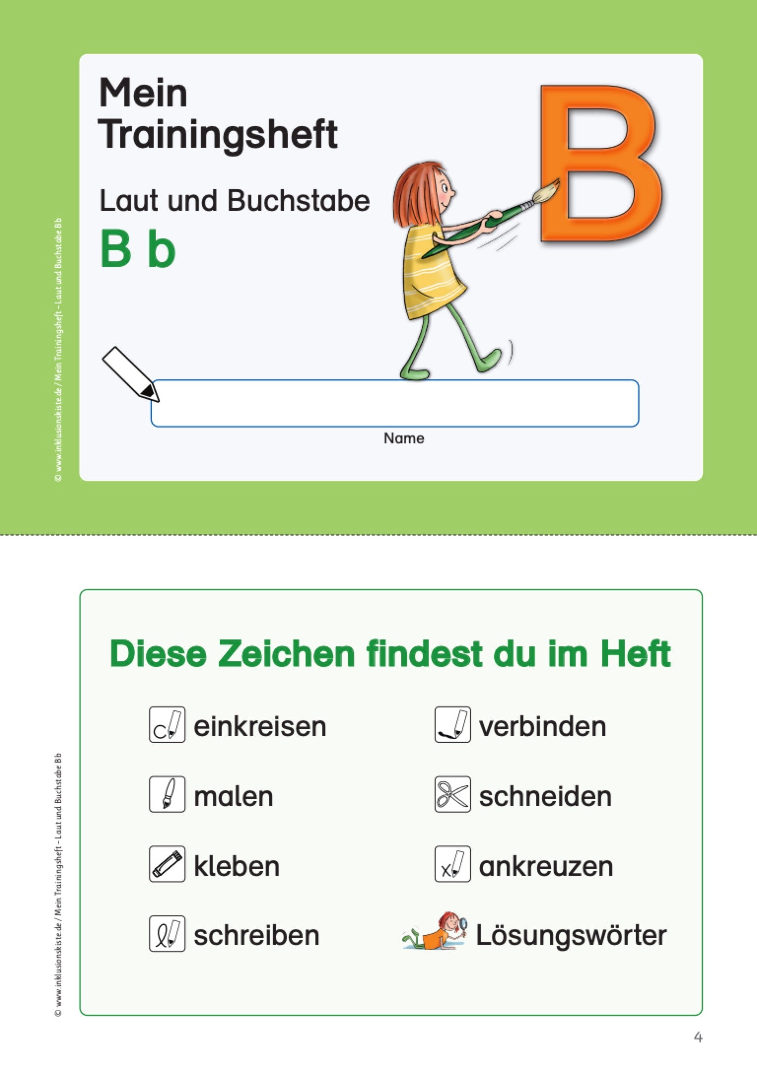 Deckblatt `Mein Trainingsheft`