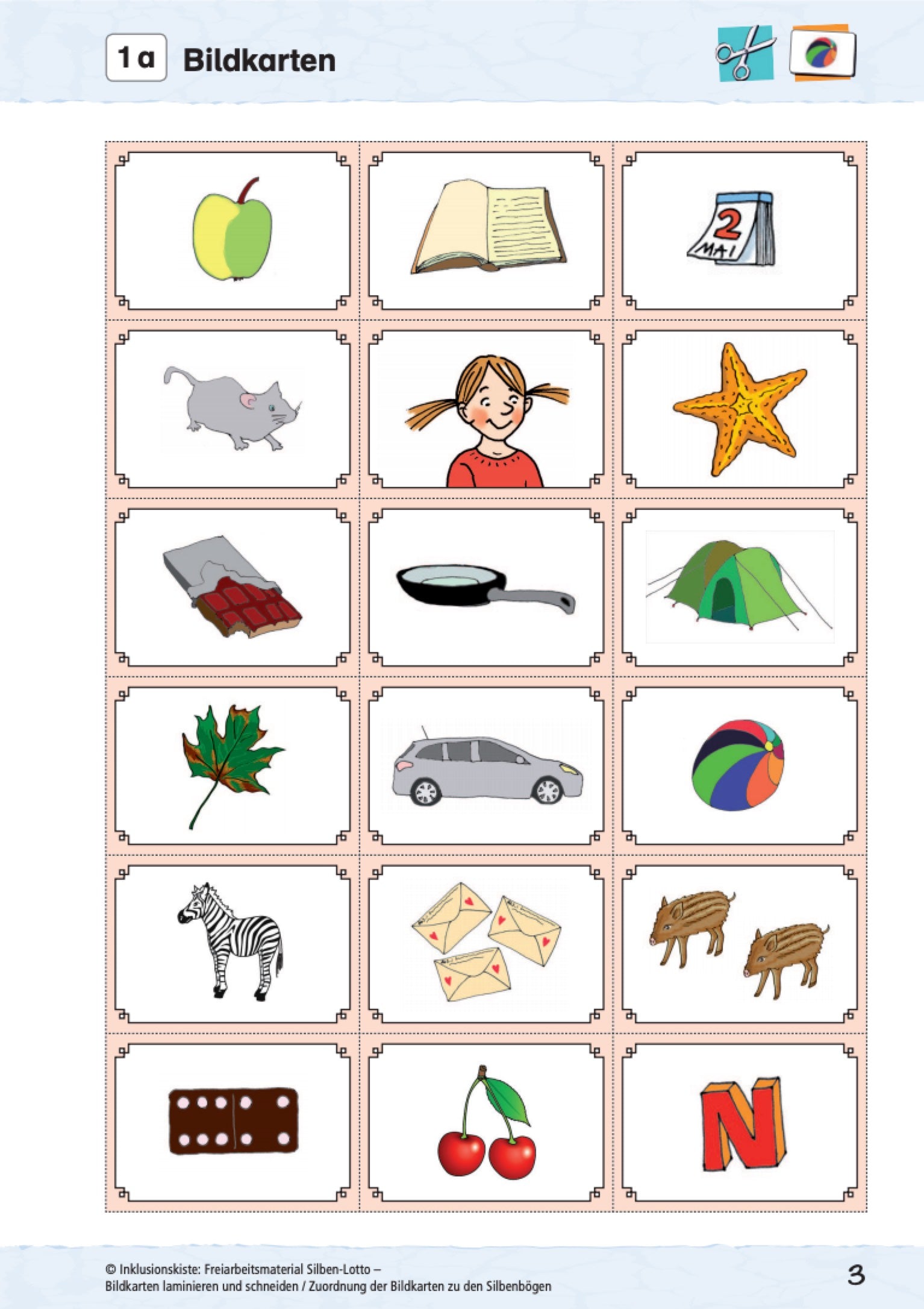 Bildkarten des E-Books:` Freiarbeitsmaterial Silben-Lotto`