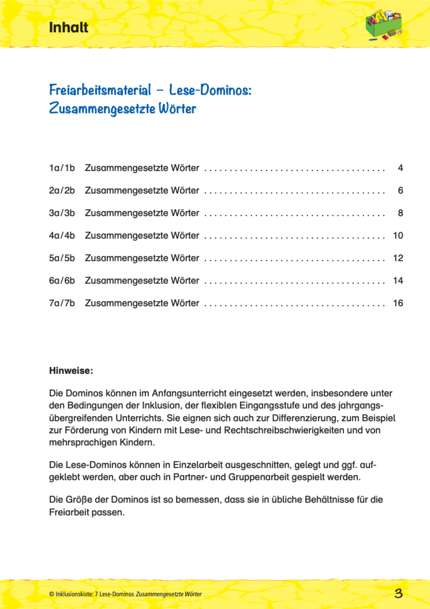 7 Lese-Dominos: Zusammengesetzte Wörter