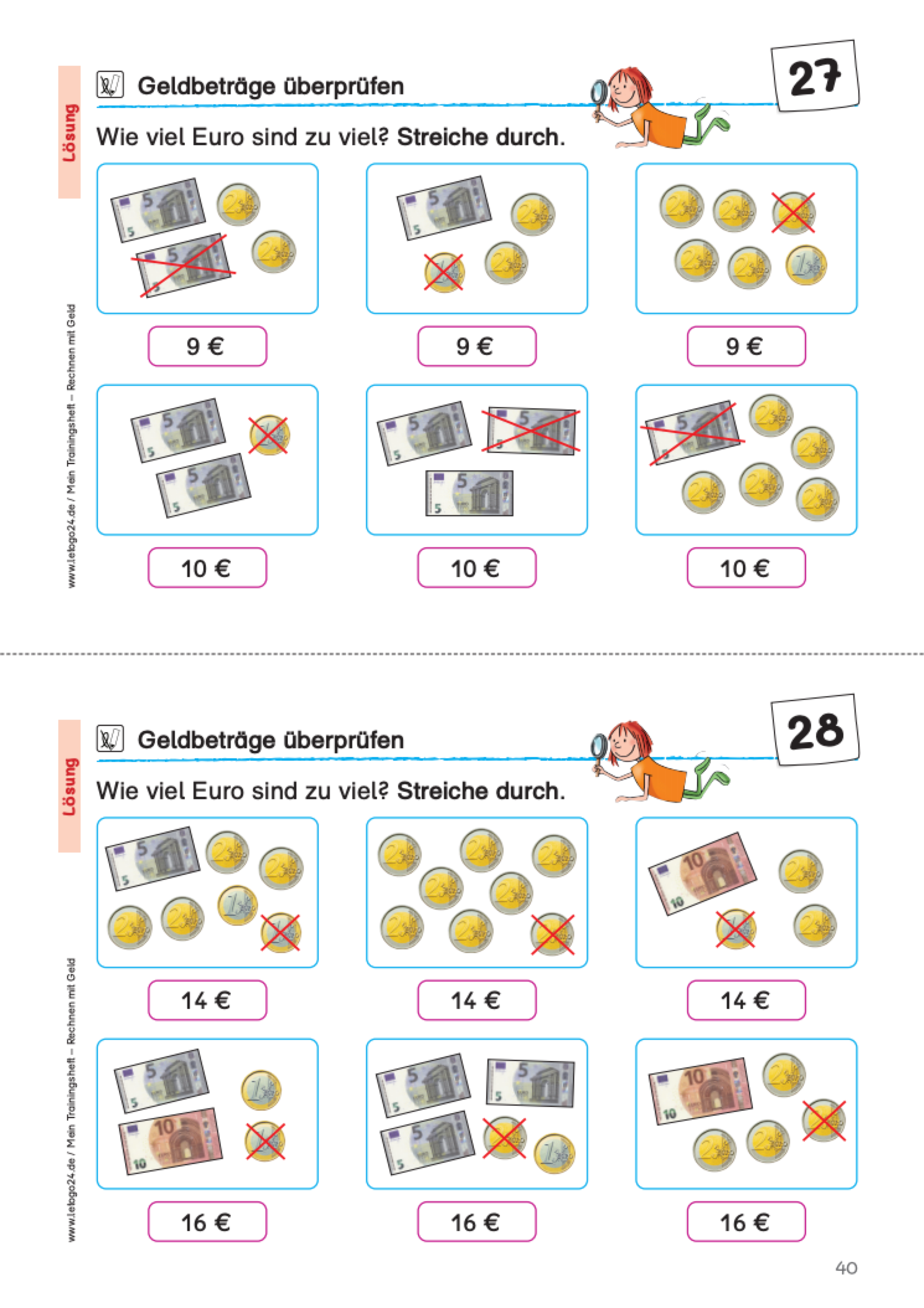 Mein Trainingsheft: Rechnen mit Geld