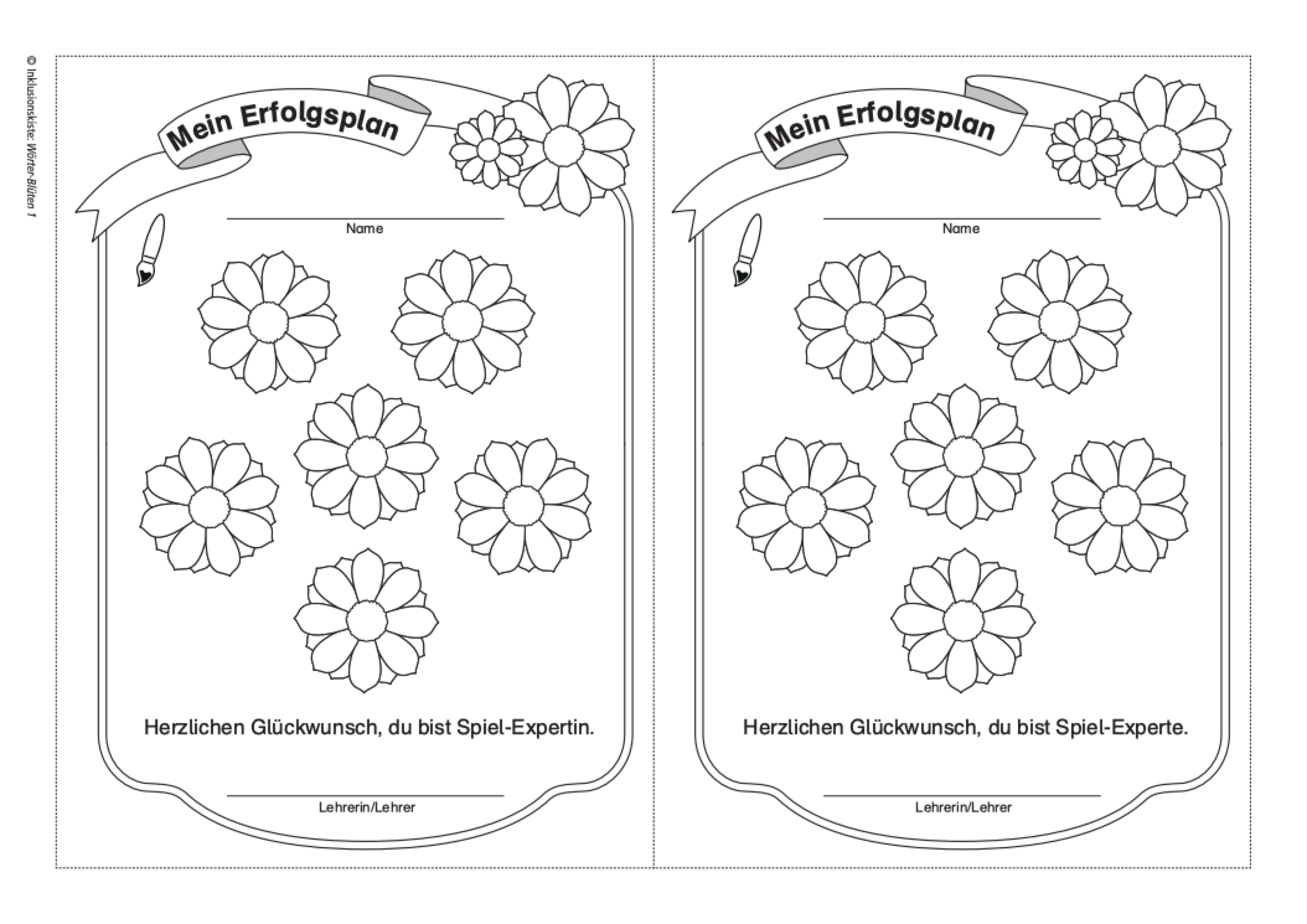 Erfolgsplan für Grundschüler zum Visualisieren von Spielerfolgen