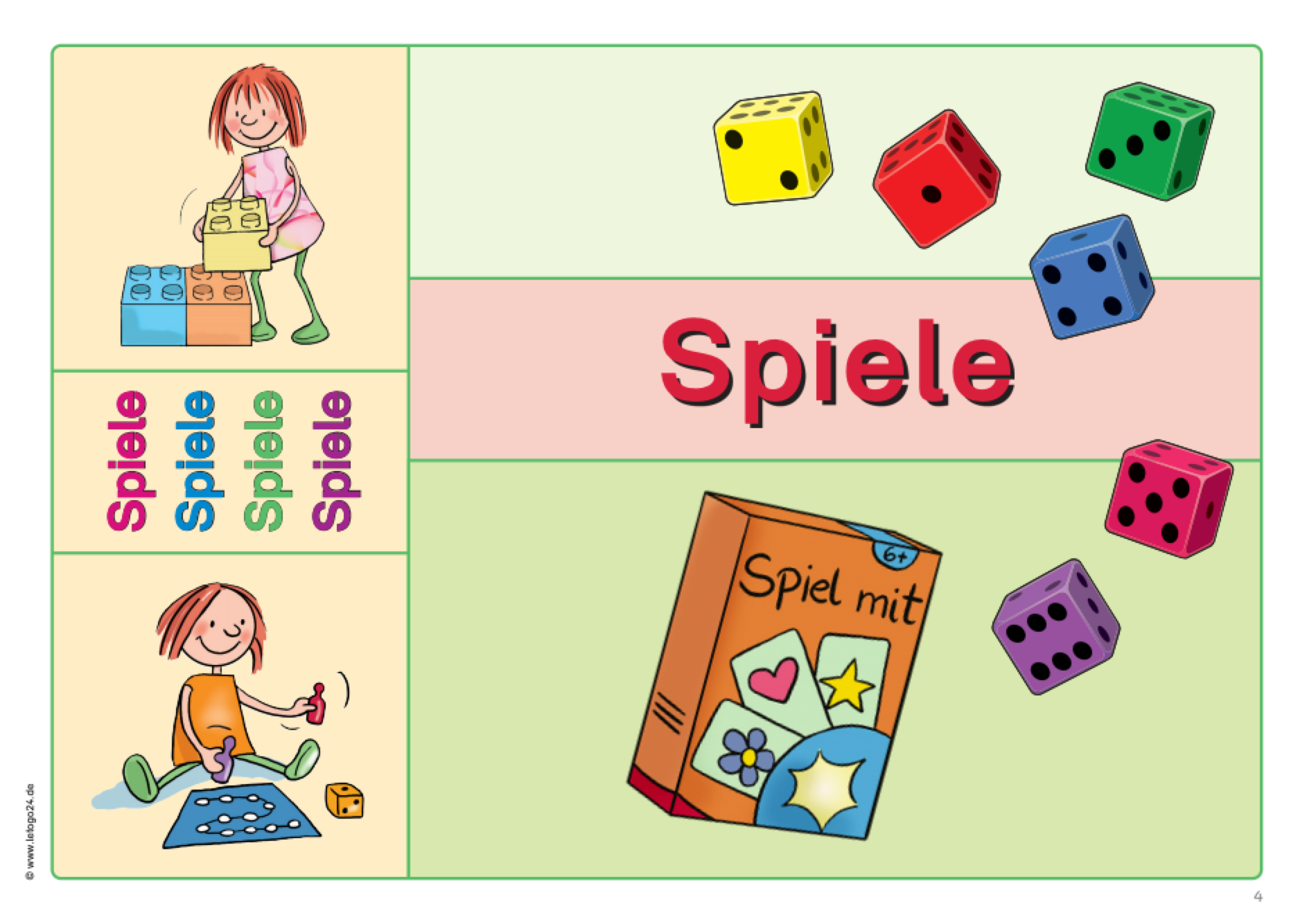 Miniposter für´s Klassenzimmer zum Kennzeichnen des Spieleregals