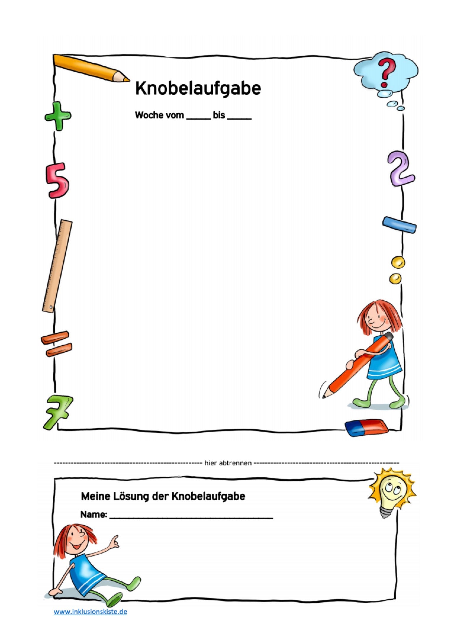 Wochenanfangsgeschenk: Schmuckrahmen für Knobelaufgaben