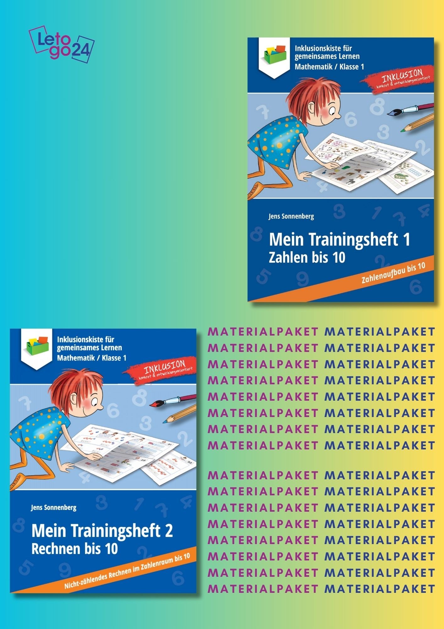 Cover des Materialpaketes: `Meine Trainingshefte 1 und 2`; zeigt zwei Abbildungen der enthaltenen E-Books.