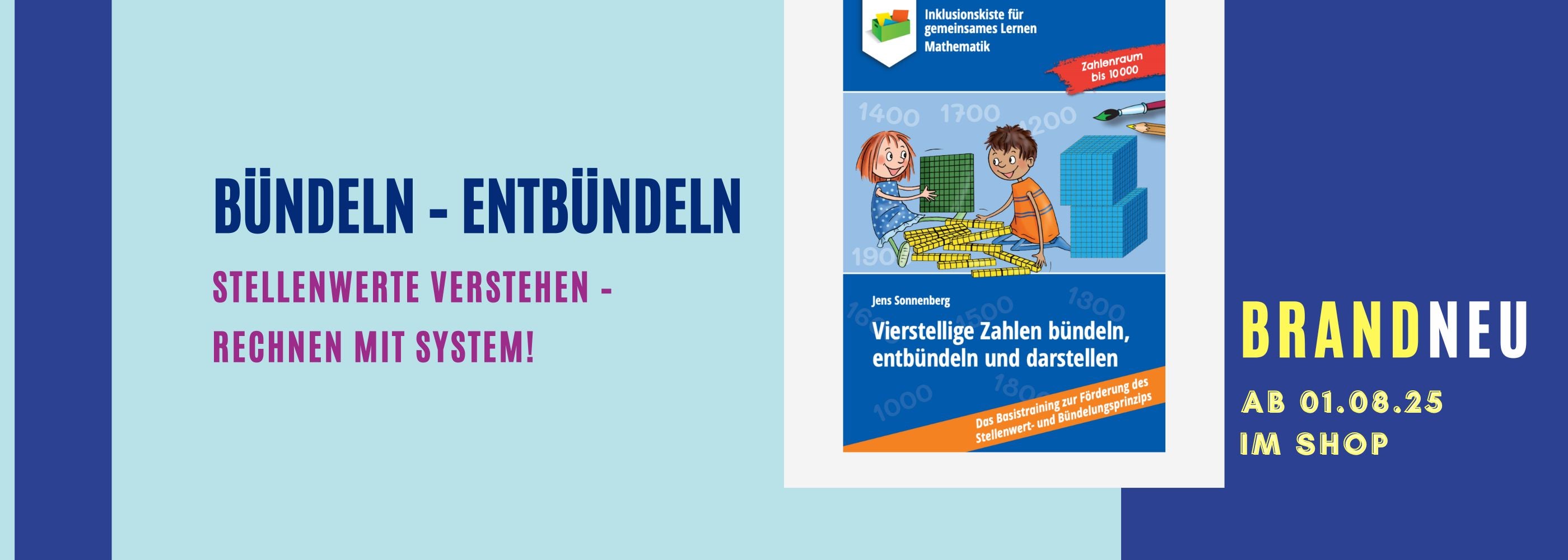 Slider mit dem Cover des E-Books: "Vierstellige Zahlen bündeln, entbündeln und darstellen" 