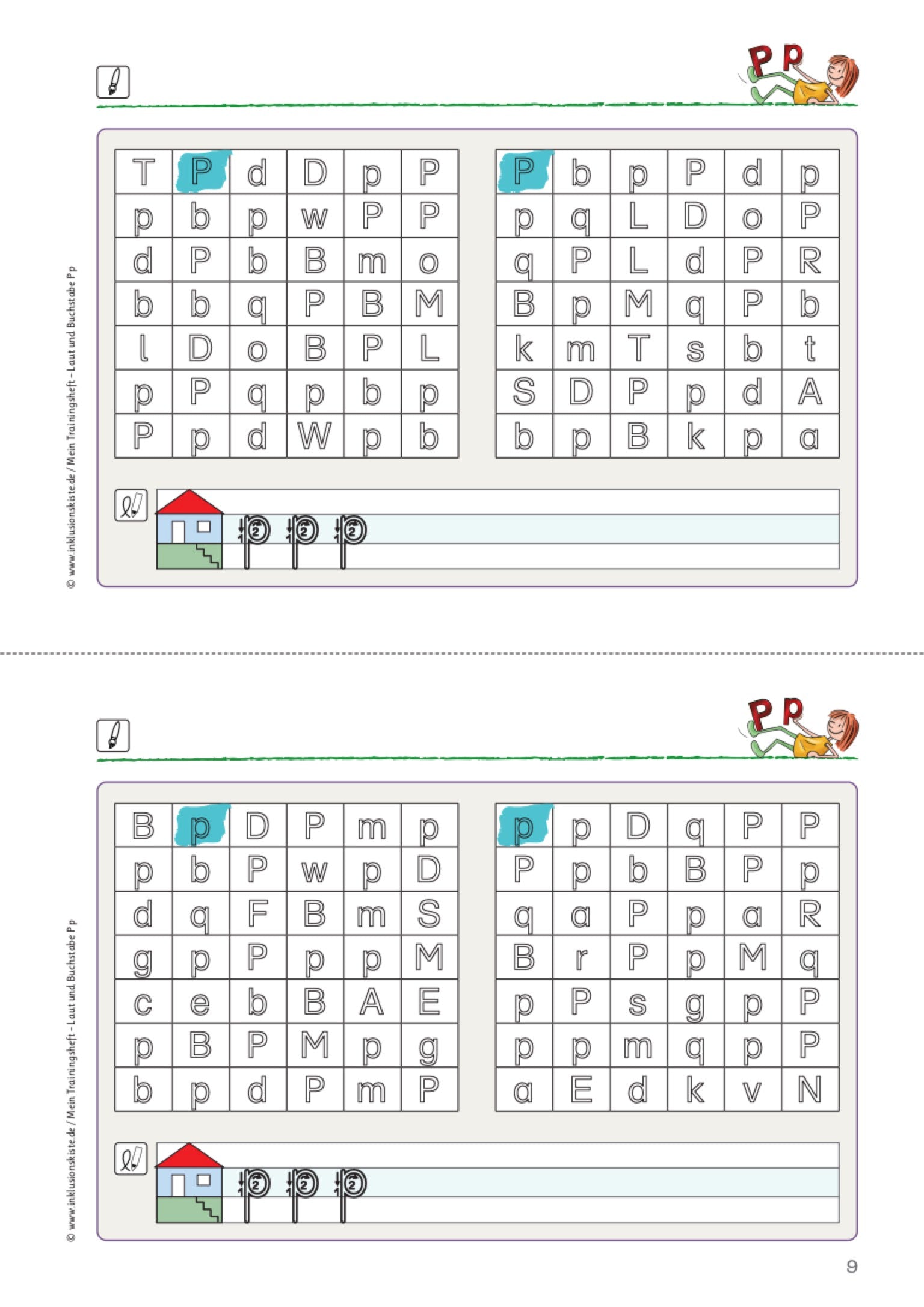 Arbeitsblatt des E-Books: Mein Trainingsheft: Laut und Buchstabe P p`