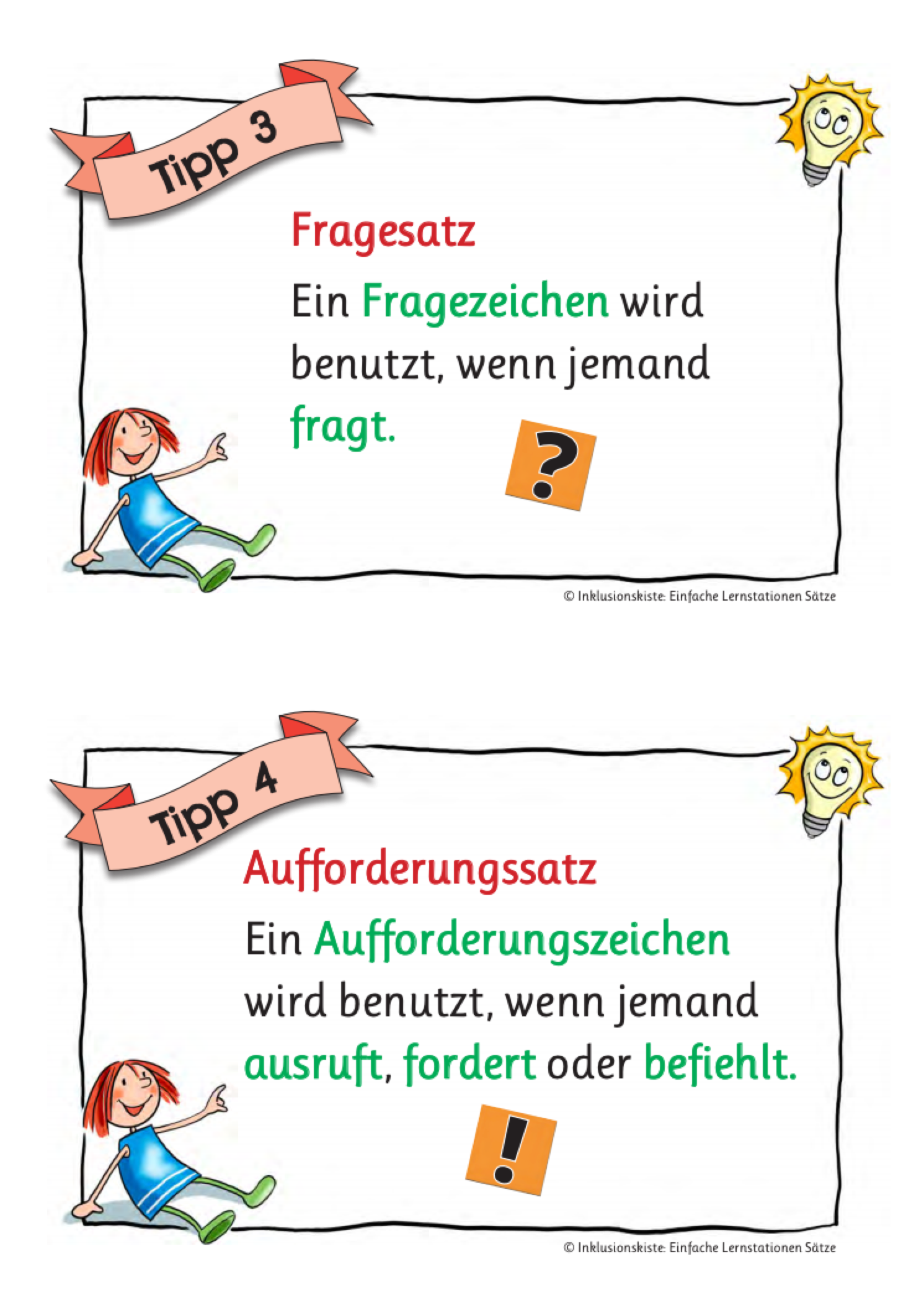 Tippkarte für den Grammatikunterricht in der Grundschule